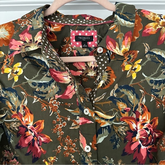 Talbots Cotton Button Front Shirt Splendid Floral Size Plus X‎ 14-16W - Picture 4 of 12